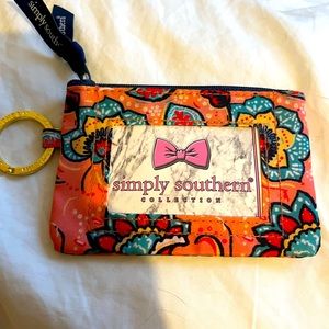 Simply Southern key chain ID and money holder. NWT. Orange floral design